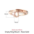 S925 sterling silver four-prong ring setting for 4x6mm stones in rose gold finish - Stone Size 4*6mm / Rose Gold