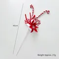 Red and white twisted candy cane pick with snowflake for Christmas tree decor, 48cm length - Snowflake Ball Pick