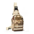 Macro detail of desert camo tactical chest bag showing MOLLE webbing and buckles - Tri-Color Desert Camouflage