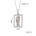 Collana con ciondolo quadrato della Vergine Maria in argento con zirconi lucidi - Argento Bianco