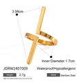 18k gold plated stainless steel open ring with minimalist geometric Z-shaped design - Geometric Z-Shaped Open Ring-JDRW2407009