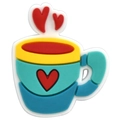 Cartoon coffee cup silicone shoe charm with red hearts for clogs and DIY sandals - 17