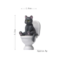 Miniature de chat gris foncé en résine sur toilettes pour décor de paysage de jardin - Jouet en peluche / Gris (Chat assis sur les toilettes)