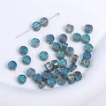 Blue iridescent glass beads with rose pattern for DIY bracelet and necklace jewelry - Rose-6mm-Blue