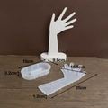 DIY hand-shaped jewelry display resin mold kit with vertical base and precise dimensions - Hand Display Stand Silicone Mold Set