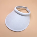 Classic white woven sun visor with large brim and adjustable velcro strap closure - 56-60cm / White