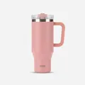 40oz light pink insulated stainless steel travel mug with handle and straw lid - Sakura Pink