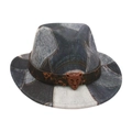 Cappello fedora per bambini in denim patchwork con fibbia a leopardo e nastro - Taglia Bambini / Cintura con Fibbia a Leopardo in Denim / Nero