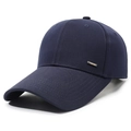 Donkerblauwe honkbalpet voor heren met lange klep en metalen fashion-plaatje - Verstelbaar / Marineblauw