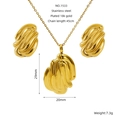 18k gold plated stainless steel jewelry set featuring a necklace and stud earrings - Shell Wave Style (ZS1533G)