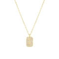 Elegant 14K gold plated S925 silver necklace featuring a rectangular zircon pavé pendant - 925 Silver / 14K Gold