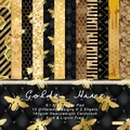 Golden Hive 6x6 inch paper pad featuring 24 sheets of 160gsm bee themed cardstock - 23009a 24 Sheets