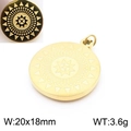 Goldener Edelstahl-Sonnenanhänger, runder geometrischer Charm, 20x18mm 3.6g Größenangabe - Sonnen Totem Stil (KLJ7898-Z)