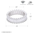 Dimensioni dettagliate dell'anello in argento 925 con zirconi 5A rettangolari - Taglia US 6 / Argento