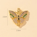 Detail view of a 3D butterfly pendant with colorful zircons and size markings - V-Multicolor Zircon Butterfly (2.2x2.3cm)