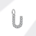Minimalist silver letter U pendant with micro-pave cubic zirconia for jewelry DIY - White Gold (Letter U)