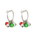 Christmas earrings featuring red and green jingling bells on silver hooks - Colorful Four Bell Combination Style (WG-0213)