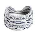 Böhmisches Haarband mit blauem geometrischem Muster, elastisches Yoga-Stirnband für Damen - Blau Weiß Stammes Geometrisch(#155)