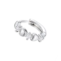 Silver heart earrings with cubic zirconia stones featuring an alternating heart design - Heart Hoop Earring (Single Piece)