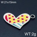 Blue heart enamel stainless steel pendant charm measuring 21x15mm and weighing 2g - Silver Edge Yellow Red Blue Mix (KLJ6426-Z)