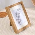 Minimalist 5x7 inch solid wood picture frame in natural finish with white mat board - 7" / Teak Wood Color