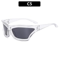 Fashion mask-style sunglasses with transparent grey C5 frames and dark lenses - Transparent Frame Grey Lens