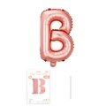 16 Zoll roségoldener Folienballon Buchstabe B mit Papierkarte und Strohhalm - Buchstabe B / Roségold