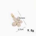 Detailed size view of rhinestone flower duckbill hair clip with 5.3cm length and 9.8g weight - Five-Petal Flower