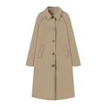 Detail of khaki trench coat featuring a notched lapel and single-breasted button closure - S / Light Khaki