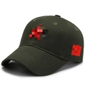 Olive green camouflage baseball cap with red embroidery and classic curved brim design - Five-pointed Star Army Green
