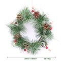 Christmas wreath with holly berries, pine cones and needles for front door decoration - Lush Pine Needle Christmas Wreath / Christmas Colors (Red & Green)