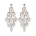 Détail de boucles d'oreilles clips à feuilles argentées à plusieurs couches ciselées - Style 9 (Gland de Feuille) / Argent