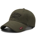 Army green vintage cotton baseball cap with 3D embroidery and casual outdoor style - Adjustable / Army Green
