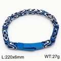Blue and silver 8mm Byzantine chain bracelet in stainless steel with 220mm length - Matte Blue