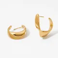 Irregular gold stainless steel C-shape earrings with smooth mirror finish and minimalist design - Gold Style (KD3286)