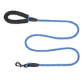 Blue reflective dog leash with black foam handle and metal swivel clasp for large dogs - Blue Reflective Leash with D-Ring