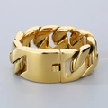 31 mm brede gouden Cubaanse schakelarmband voor heren van vacuüm gecoat titaniumstaal - 20cm / Gepolijst Goud