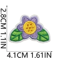 Detail view of purple flower embroidery patch showing 4.1cm x 2.8cm dimensions - No. 22 Purple Flower