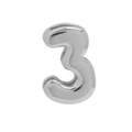 Polished silver bubble 3 pendant made of 18k brass for DIY alphabet necklaces - Number 3 Pendant / White Gold