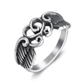 Gothic punk roestvrijstalen ring met hart en vleugels in vintage zilveren afwerking - US 5