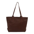 Sac cabas tissé marron foncé avec de longues anses pour un usage quotidien spacieux - Café