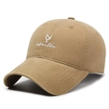 Classic khaki washed cotton baseball cap with white adventure embroidery design - Adjustable / Khaki