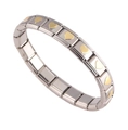 Detailed macro view of two-tone Italian modular bracelet with gold heart charms - Gold Heart (18 Links)