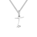 High polished silver titanium steel Cuban chain necklace with heart letter T pendant - Letter T / Steel