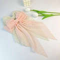 Lazos para el pelo de gasa con lunares en rosa y crema con cintas largas elegantes - Rosa