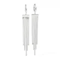Elegant long silver tassel earrings with tiered snake chain fringe and round hoops - Silver