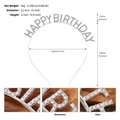 Detailed view of silver birthday headband showing dimensions and rhinestone letter height - Silver - Clear (TS-J3273S)