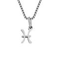 Elegant silver stainless steel Pisces zodiac pendant necklace with box chain for women - Pisces / Steel