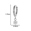 Silver G23 titanium ear hoop with a sparkling zircon flower pendant measuring 1.79cm - Flower Pendant (T2595-3#Silver)