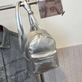 Eleganter Mini-Rucksack aus silbernem PU-Leder mit verstellbaren Trägern für Damen - Silber Ohne Anhänger